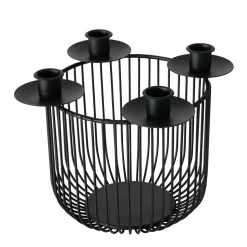 Adventsleuchter für Stabkerzen schwarz klein