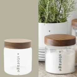 Bastion Collections Vorratsdose mit Holzdeckel Storage schwarz klein