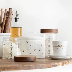 Bastion Collections Vorratsdose mit Holzdeckel Storage schwarz klein