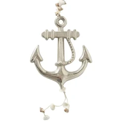 Dekoanhänger Anker mit Muscheln silberfarben groß