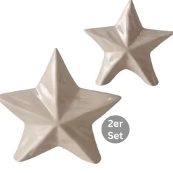Dekoaufsteller Stern 2er-Set beige