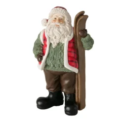 Dekofigur Weihnachtsmann Ski grün