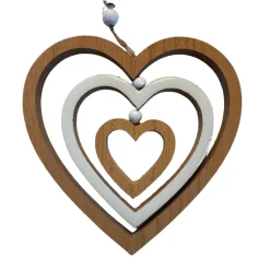 Dekohänger Herz naturfarben-weiß