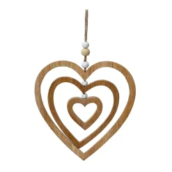 Dekohänger Herz naturfarben-weiß