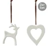 Dekohänger Hirsch Herz 2er-Set wollweiß