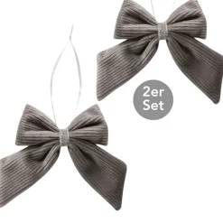 Dekohänger Schleife 2er-Set grau