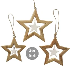 Dekohänger Stern Arvid 3er-Set naturfarben