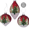 Dekohänger Weihnachtswald 3er-Set rot