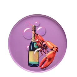 Dekotablett Champagner und Hummer 23 cm