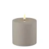 DELUXE LED Stumpenkerze Grau 10 x 10 cm Outdoor