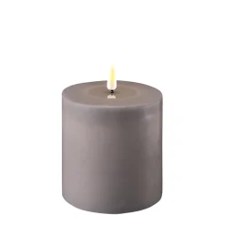 DELUXE LED Stumpenkerze Grau 10 x 10 cm