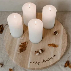 Eulenschnitt Adventskranz Kerzenbrett Merry Christmas