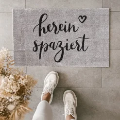 Eulenschnitt Fußmatte Hereinspaziert grau