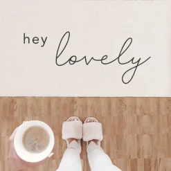 Eulenschnitt Fußmatte Hey Lovely cremefarben groß
