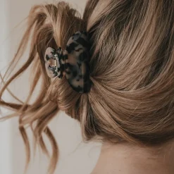 Eulenschnitt Haarspange groß Herz braun