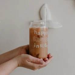 Eulenschnitt hohes Trinkglas Happy Things weiß