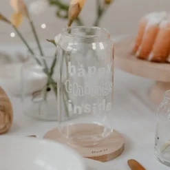 Eulenschnitt hohes Trinkglas Happy Things weiß