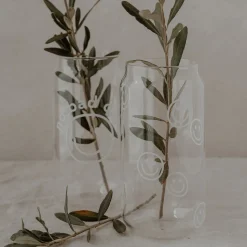 Eulenschnitt hohes Trinkglas Smileys weiß