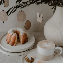 Eulenschnitt Holzhänger Eier 8er-Set naturfarben