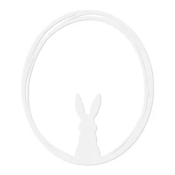Eulenschnitt Holzkranz Hase weiß