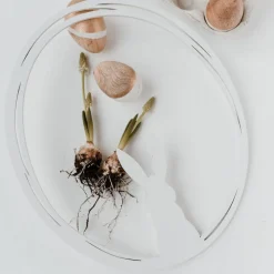 Eulenschnitt Holzkranz Hase weiß