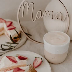 Eulenschnitt Holzkranz Mama naturfarben