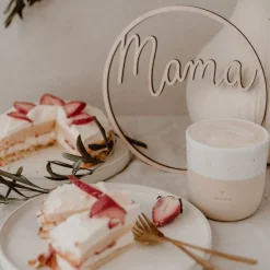 Eulenschnitt Holzkranz Mama naturfarben