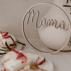 Eulenschnitt Holzkranz Mama naturfarben