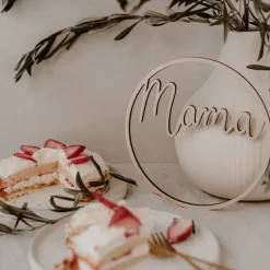 Eulenschnitt Holzkranz Mama naturfarben