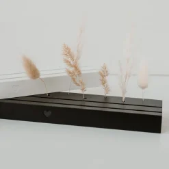 Eulenschnitt Karten- und Trockenblumenständer Herz schwarz 25 cm