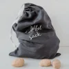 Eulenschnitt Kartoffelsack aus Leinen dunkelgrau