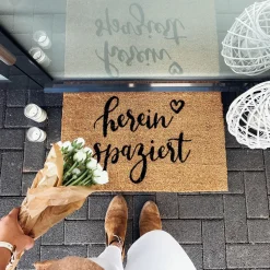 Eulenschnitt Kokos Fußmatte Hereinspaziert