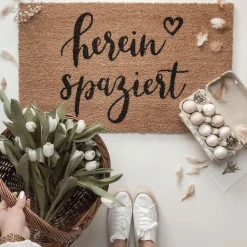 Eulenschnitt Kokos Fußmatte Hereinspaziert