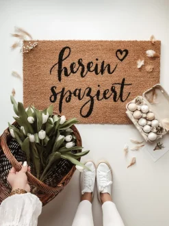 Eulenschnitt Kokos Fußmatte Hereinspaziert