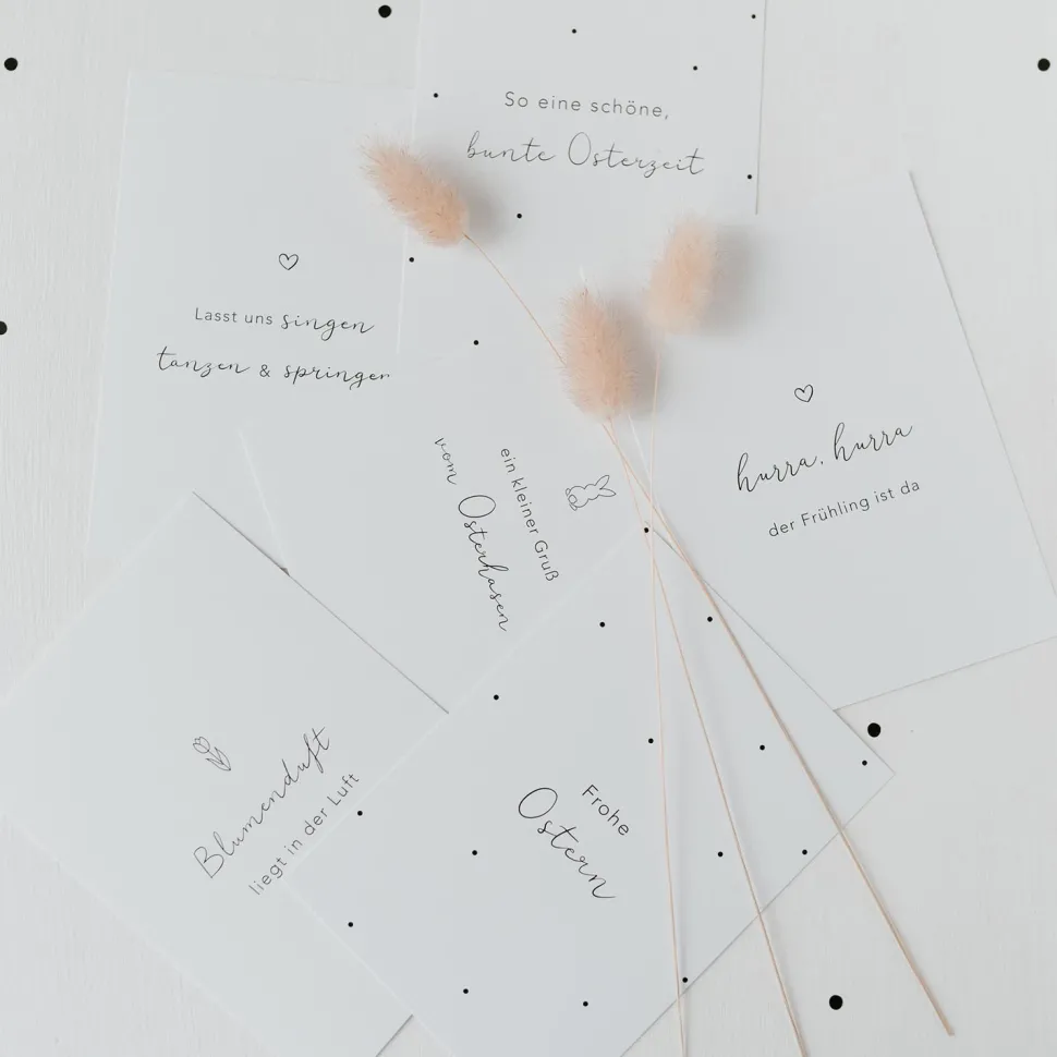 eulenschnitt_postkarten_s_SKU65zyFCUfii_0.webp Eulenschnitt Postkarten So eine schöne bunte Osterzeit weiß 6er Set