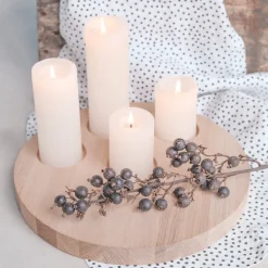 Eulenschnitt Rundes Kerzenbrett aus Eiche 32 cm