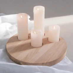 Eulenschnitt Rundes Kerzenbrett aus Eiche 32 cm