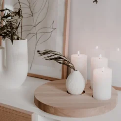 Eulenschnitt Rundes Kerzenbrett aus Eiche 32 cm