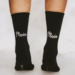 Eulenschnitt Socken Moin Moin Schwarz Größe 35-38