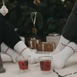 Eulenschnitt Socken weiß Team Glühwein 35-28