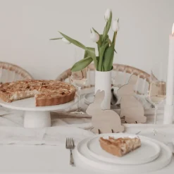 Eulenschnitt Steckhasen Holz 2er-Set naturfarben