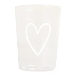 Eulenschnitt Trinkglas Herz weiß