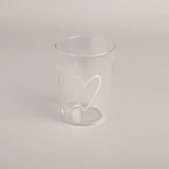 Eulenschnitt Trinkglas Herz weiß