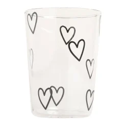 Eulenschnitt Trinkglas Herzen schwarz