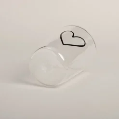 Eulenschnitt Trinkglas Herz schwarz