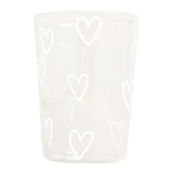 Eulenschnitt Trinkglas Herzen weiß