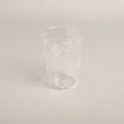 Eulenschnitt Trinkglas Herzen weiß