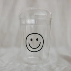 Eulenschnitt Trinkglas Smiley schwarz