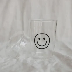 Eulenschnitt Trinkglas Smiley schwarz
