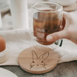 Eulenschnitt Untersetzer aus Eiche Hase